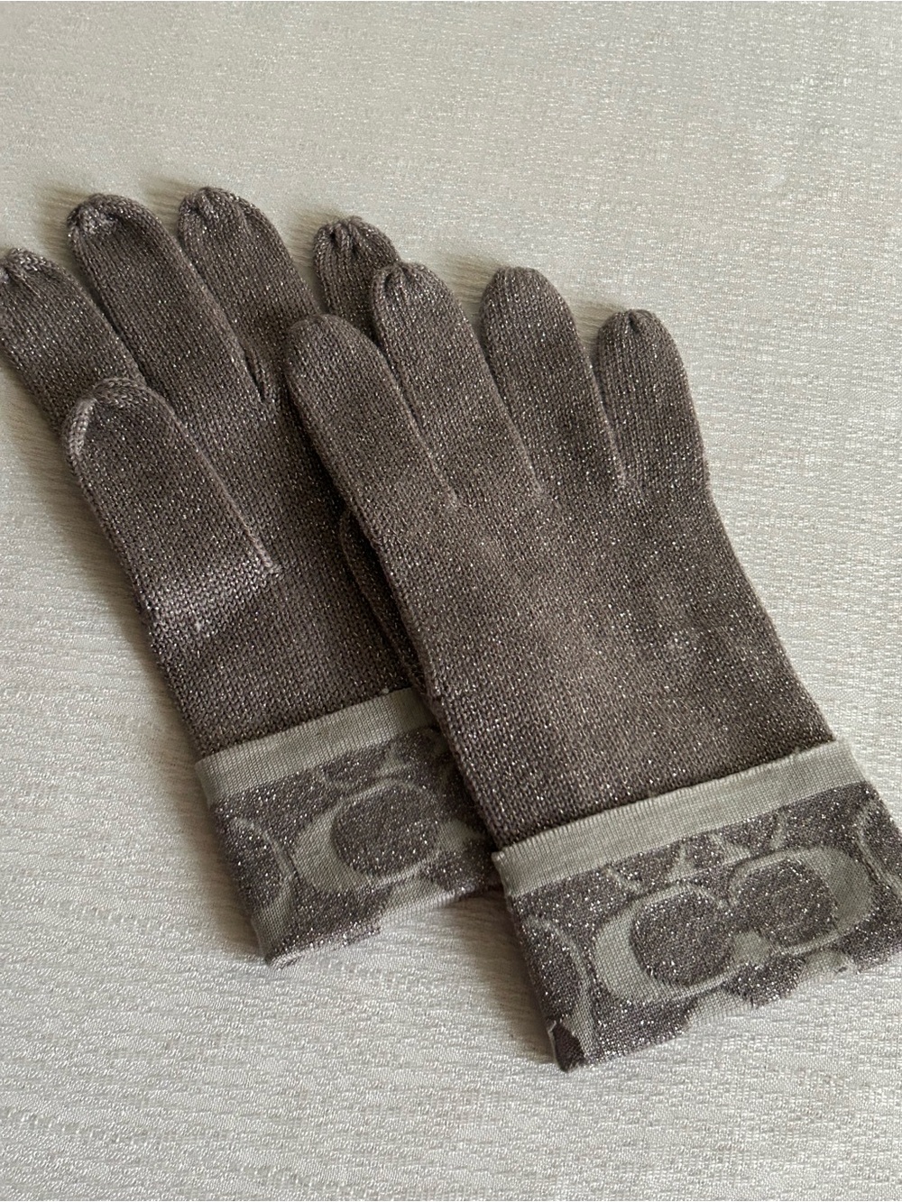 Coach Wool Blend Shimmery Knit Gloves